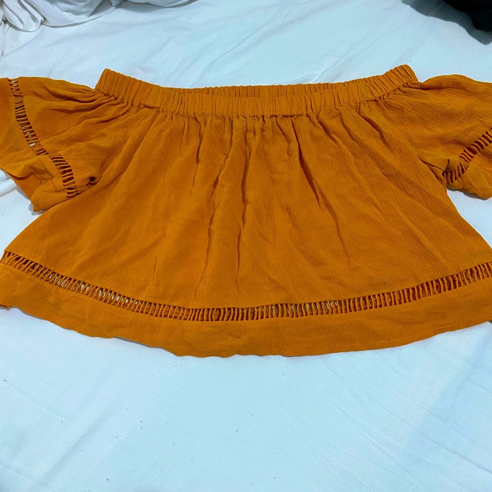 Orange off the shoulder crop top